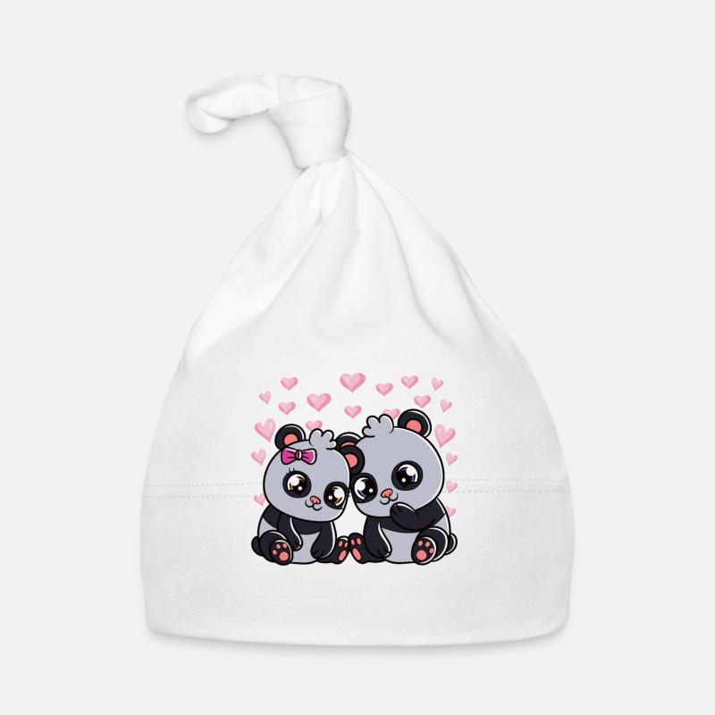 Süße Pandabären Valentinstag Baby Bio-Mütze