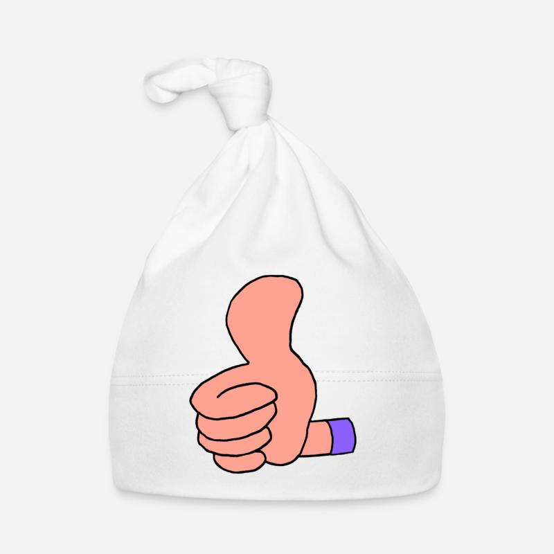 Pouce vers le haut (manche violette) Bonnet bio Bébé