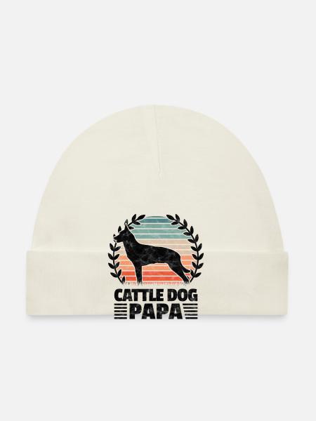 Cattle Dog Papa Australian Cattle Dog - Baby Bio-Mütze - Weiß - Vorne