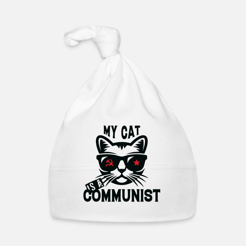 Mon chat est communiste - Bonnet bio Bébé - blanc