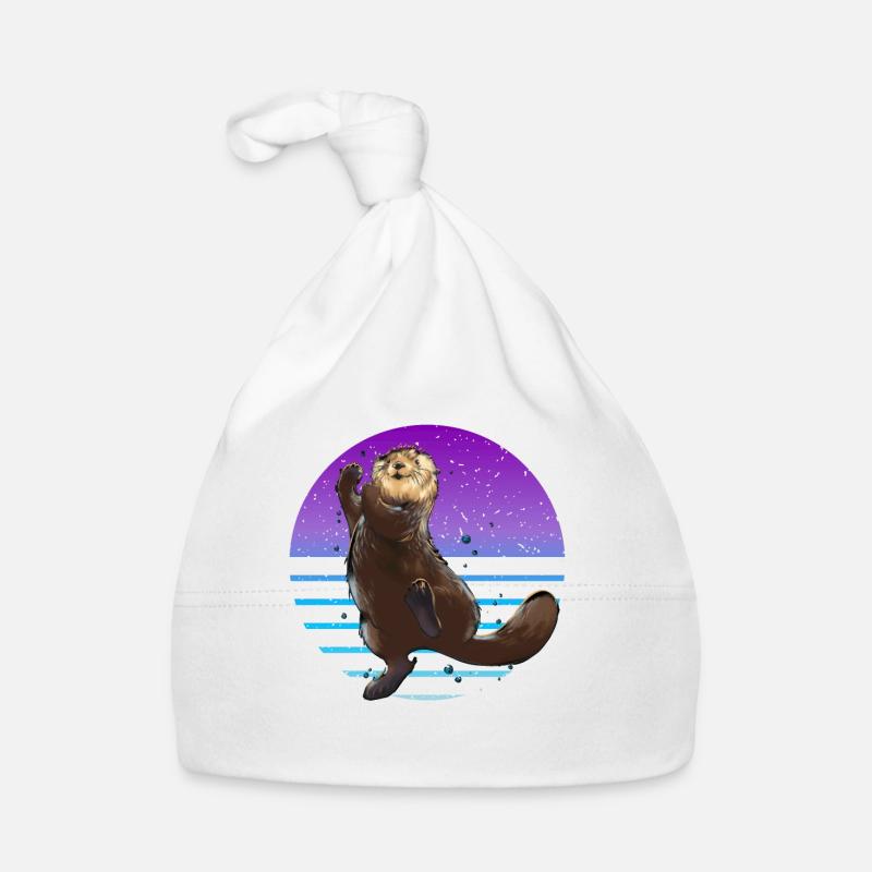 Loutre Rétro - Bonnet bio Bébé - blanc