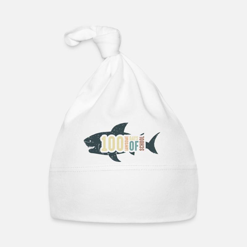 Jawsome Shark 100 jours d’école - Bonnet bio Bébé - blanc