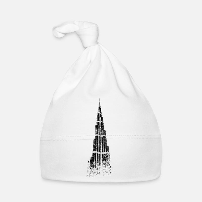 Dubaï Burj Khalifa Vintage Silhouette Émirat EAU - Bonnet bio Bébé - blanc