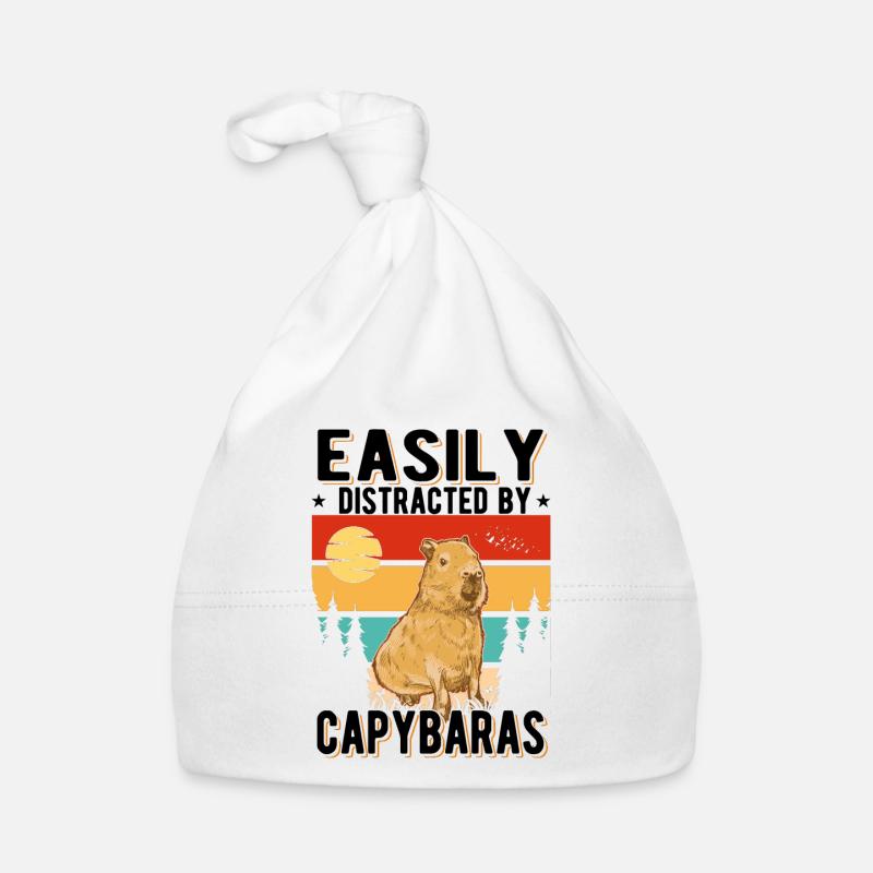 Facilement distrait par Capybaras capybara - Bonnet bio Bébé - blanc