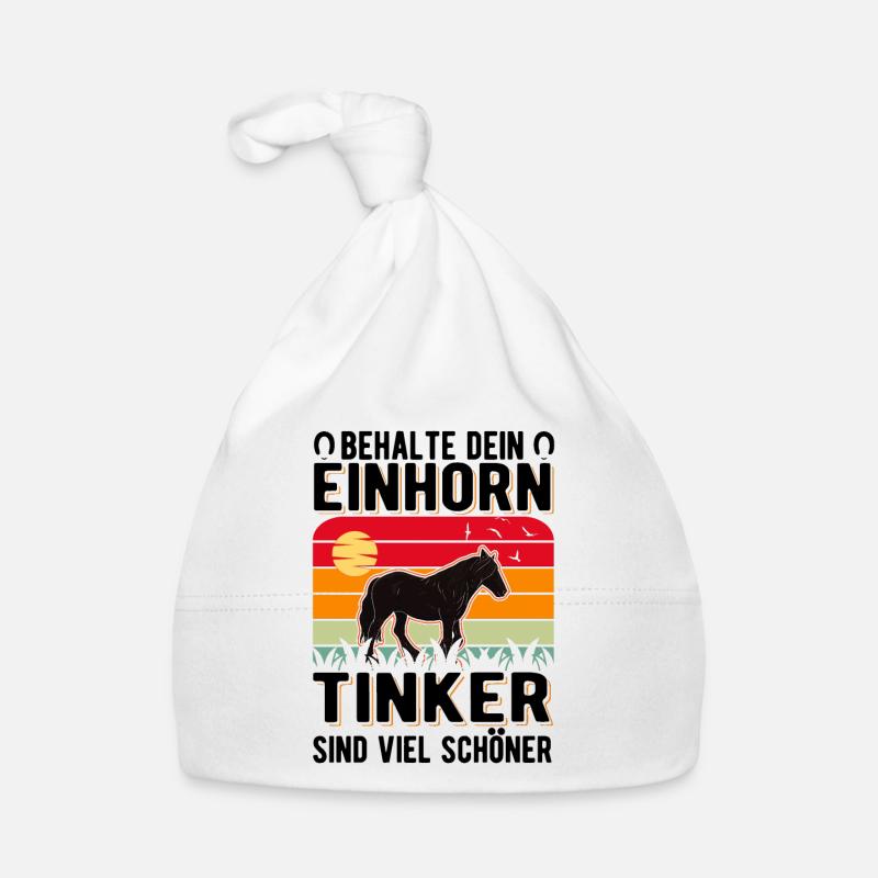 Irish Tinker Pferd Einhorn Tinkerpferd - Baby Bio-Mütze - Weiß