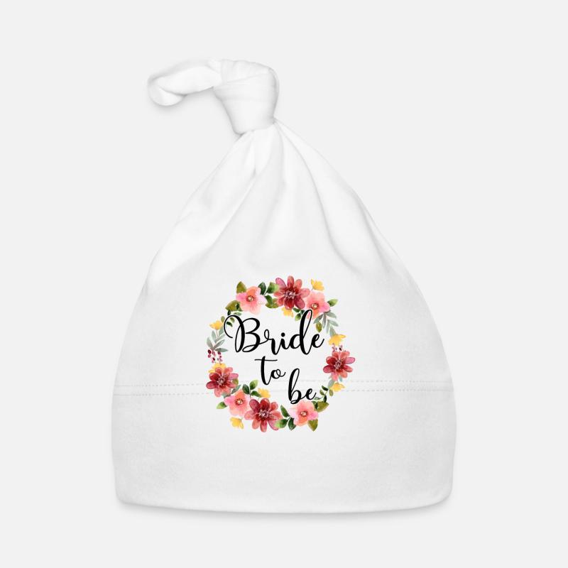 Bride To Be Bride Couronne Fleurs Fiançailles JGA - Bonnet bio Bébé - blanc