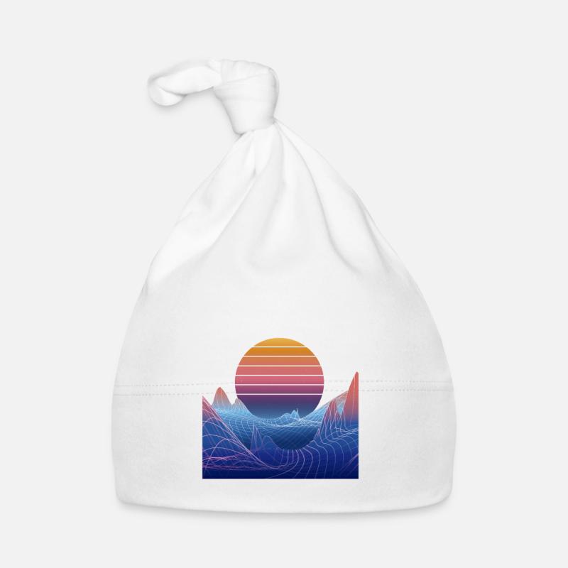 Synthwave Sunset Design - Baby Bio-Mütze - Weiß