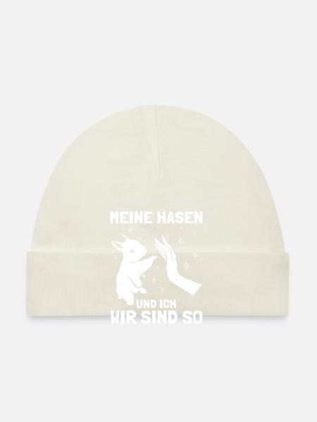 Meine Hasen und ich wir sind so - Baby Bio-Mütze - Weiß - Vorne