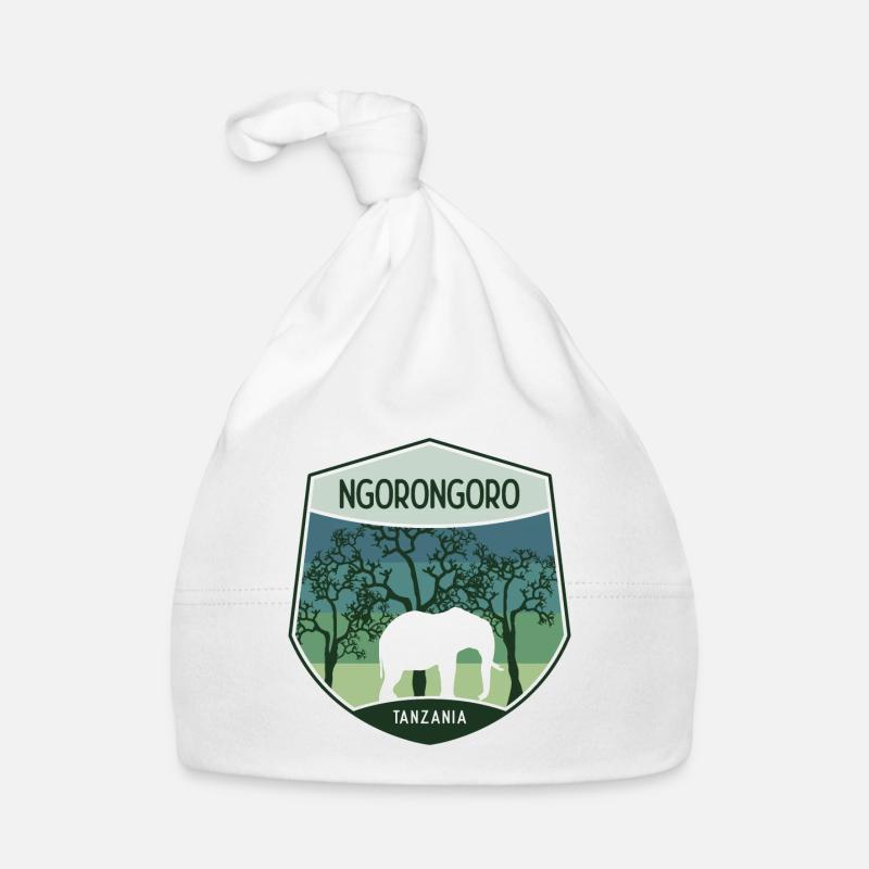 Ngorongoro - Tanzanie - Bonnet bio Bébé - blanc