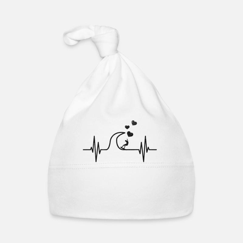 Surfer Heartbeat Hearts Surf Wave Surfer Bonnet bio Bébé