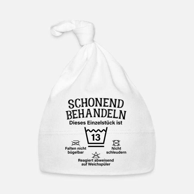 Schonend Behandeln 13. Geburtstag Einzelstück 13 - Baby Bio-Mütze - Weiß