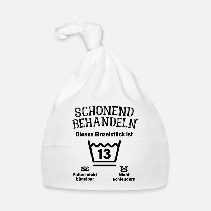 Schonend Behandeln 13. Geburtstag Einzelstück 13 - Baby Bio-Mütze - Weiß