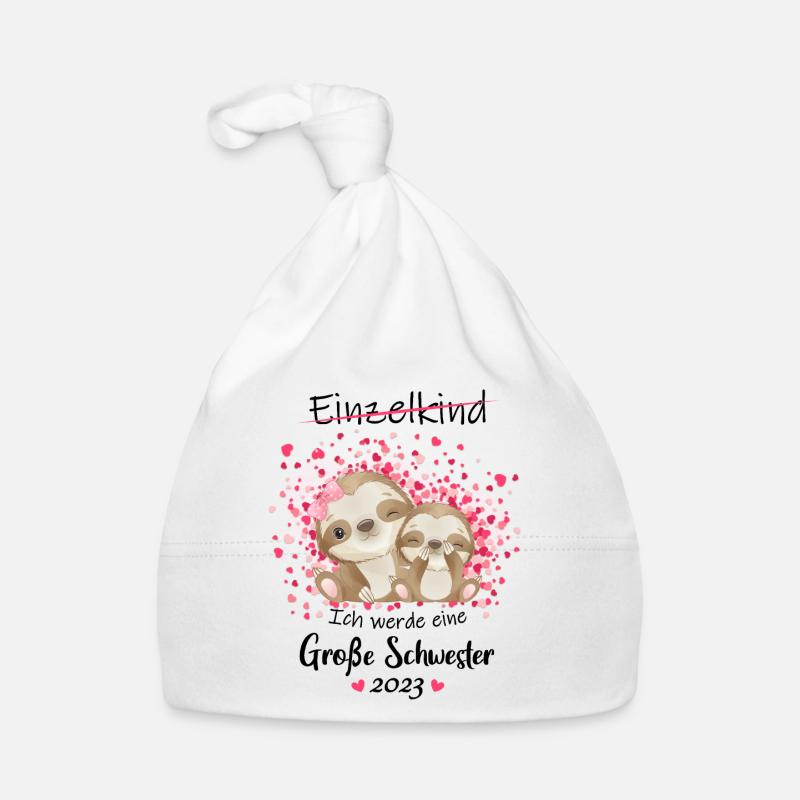 Ich Werde Eine Große Schwester 2023 - Baby Bio-Mütze - Weiß