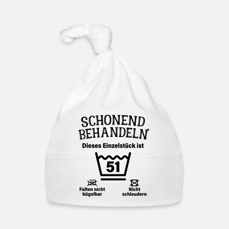 Schonend Behandeln 51. Geburtstag Einzelstück 51 - Baby Bio-Mütze - Weiß