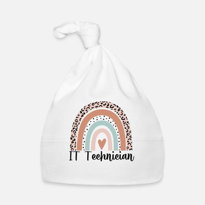 Technicien informatique Rainbow Leopard Drôle technicien informatique Bonnet bio Bébé