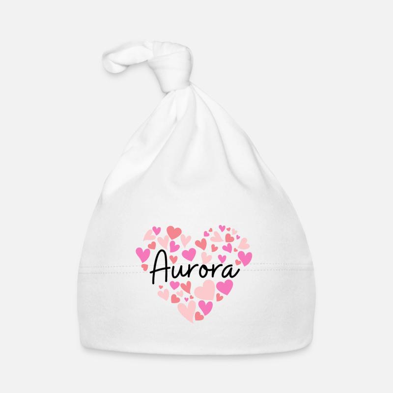 I love Aurora - Organic Baby Cap - white