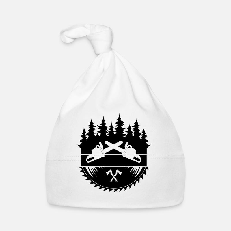 Logo de la hache de tronçonneuse bûcheron - Bonnet bio Bébé - blanc