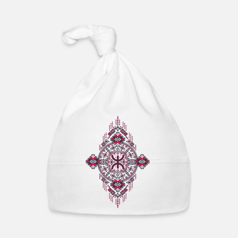 MOTIF POTERIS KABYLE AMAZIGH - Bonnet bio Bébé - blanc