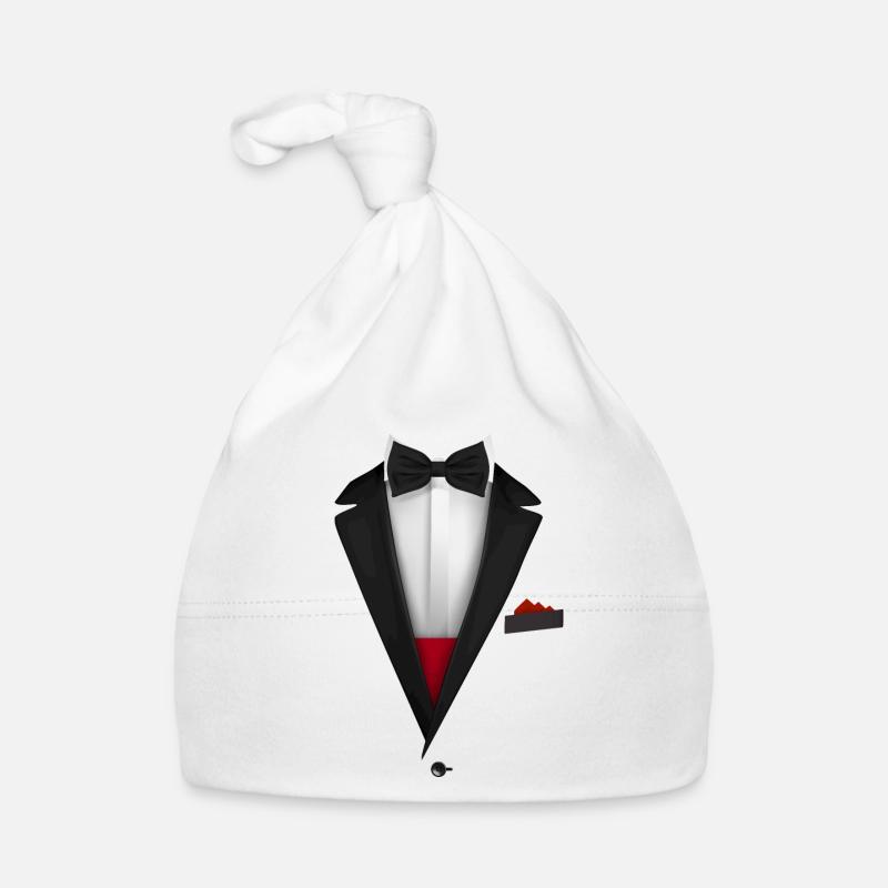 Tuxedo design with Bowtie For Weddings And Organic Baby Cap