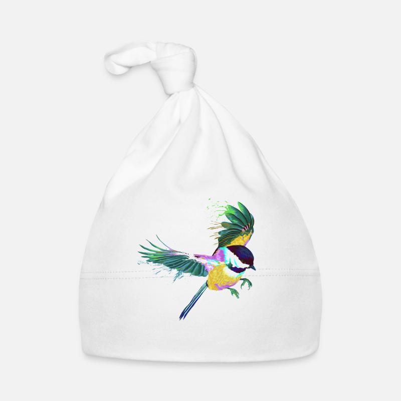 Bunter Splash Vogel Chickadee Baby Bio-Mütze