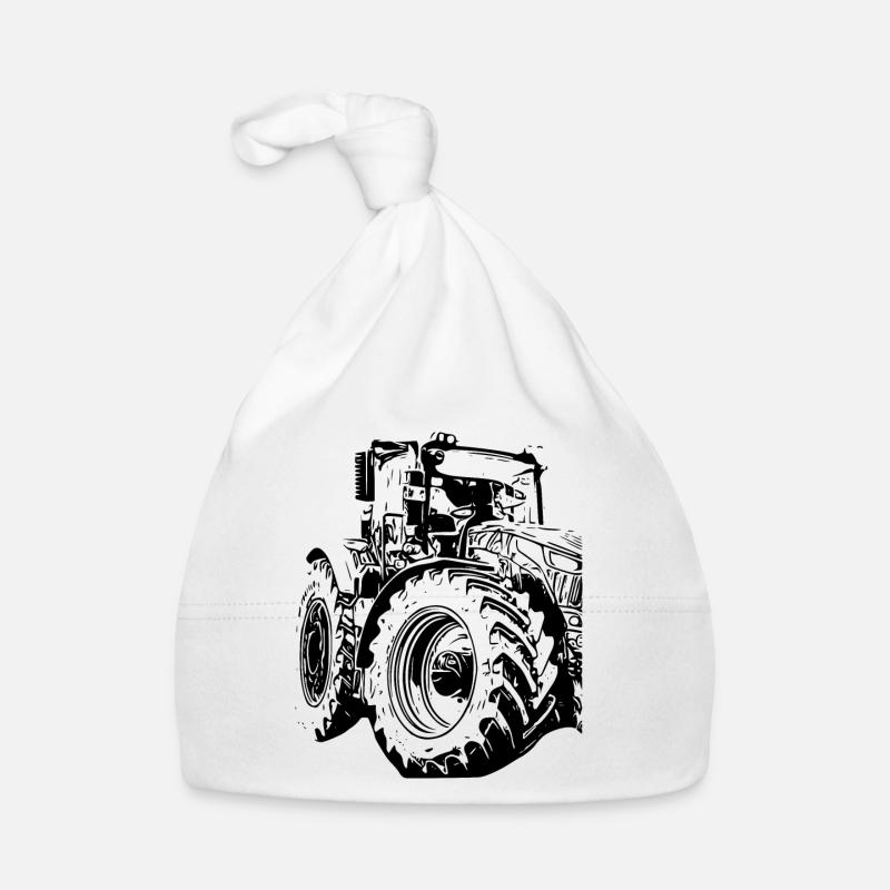 Tractor - Organic Baby Cap - white