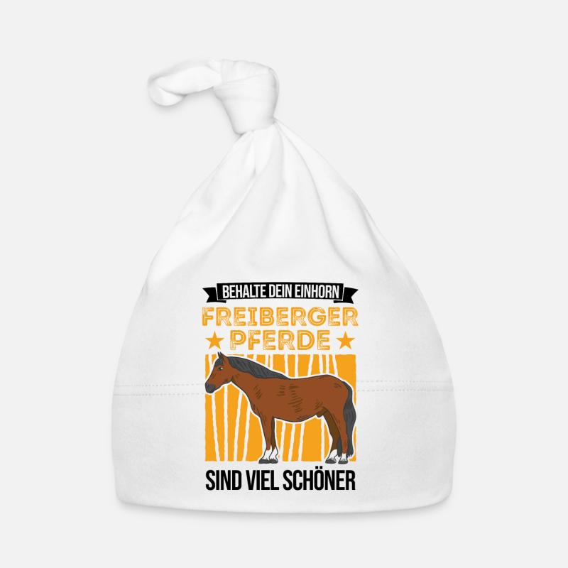 Freiberger Pferd Einhorn - Baby Bio-Mütze - Weiß