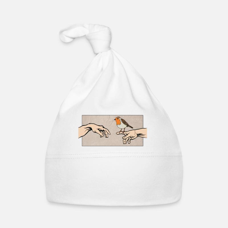 Rouge-gorge Oiseau de l'année Rouge-gorge - Bonnet bio Bébé - blanc