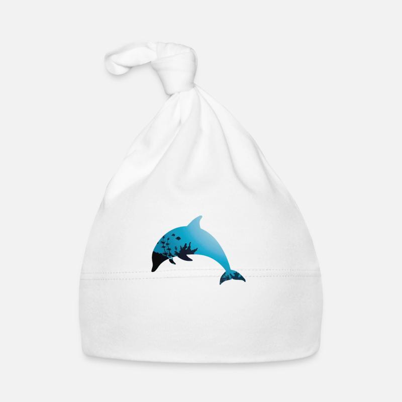 Dolphin with seabed pattern in the sea Organic Baby Cap
