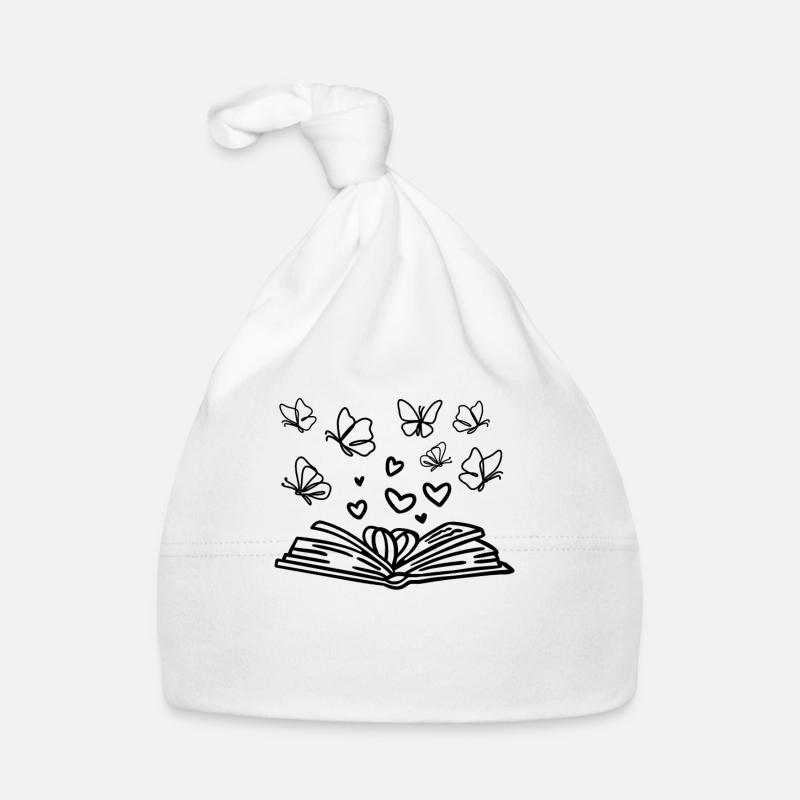 Buch lesen Bücherwurm Buch Herzen Schmetterlinge Baby Bio-Mütze