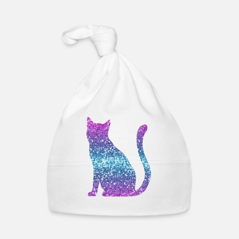 Cat Glitter Print Cat Lover Gift Organic Baby Cap