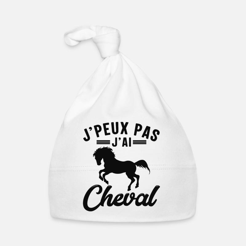 Je Peux Pas J'ai Cheval - Bonnet bio Bébé - blanc