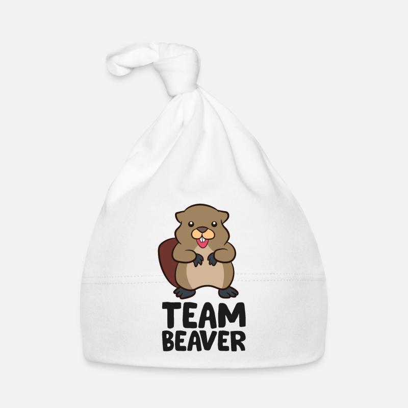 Équipe Beaver Funny Beaver - Bonnet bio Bébé - blanc