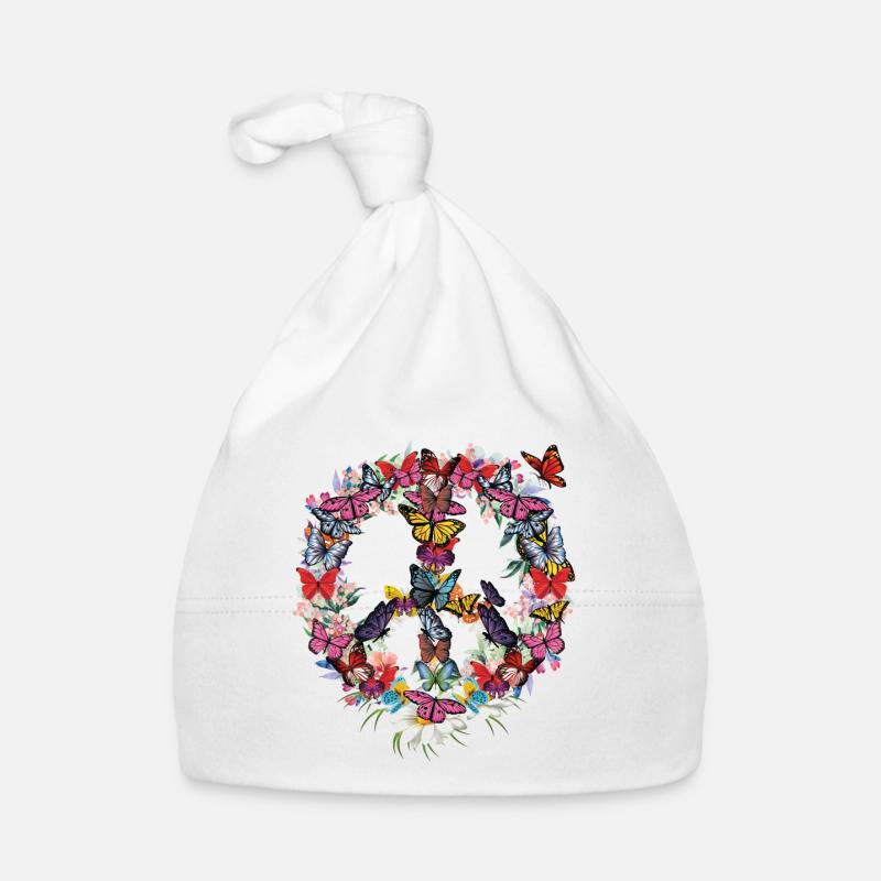 Peace Blumen - Friede Baby Bio-Mütze