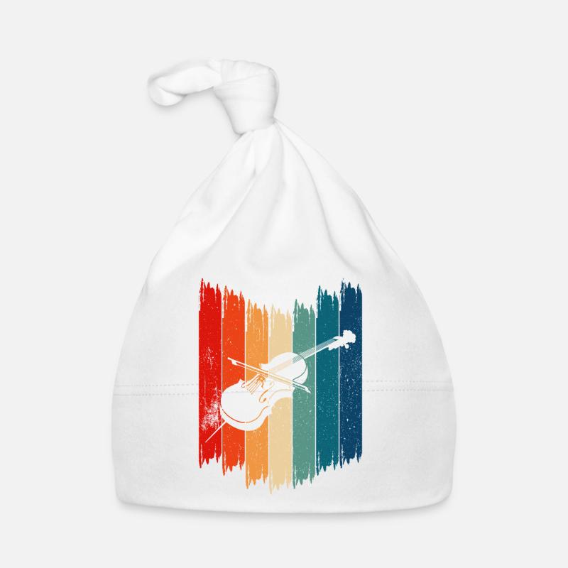 Violon Vintage Violoncelle Rétro Violoncelle - Bonnet bio Bébé - blanc