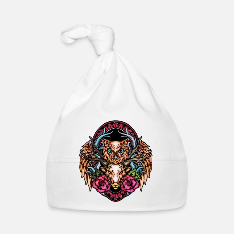 Superbe hibou coloré Bonnet bio Bébé