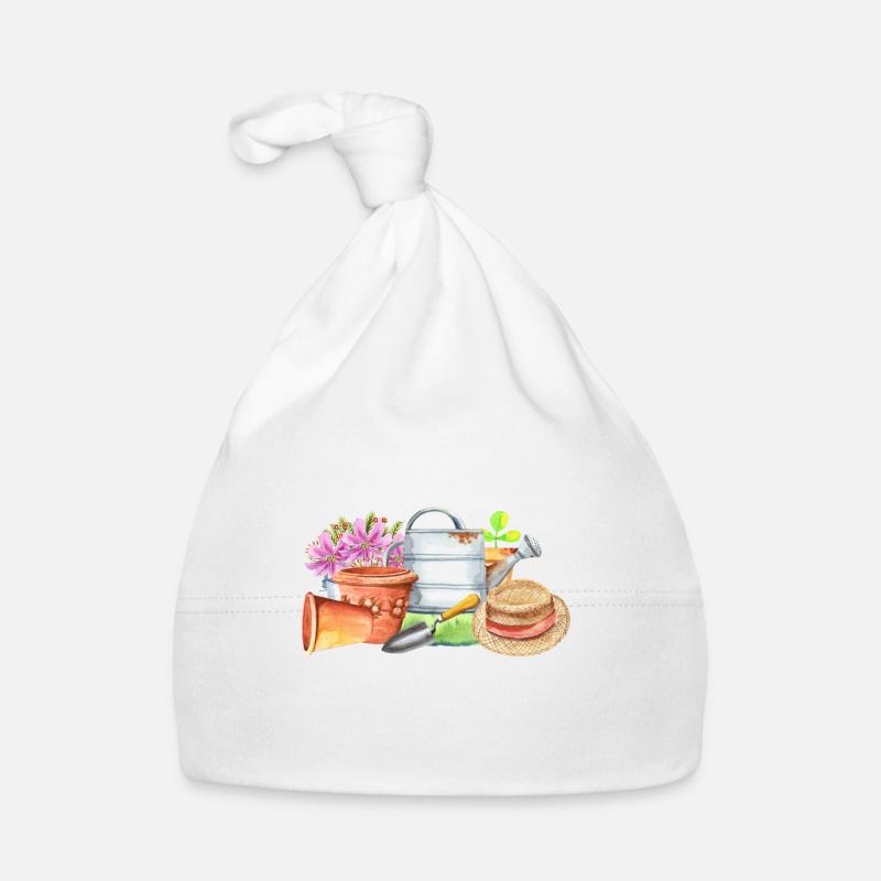 Jardin Disant Jardinier Hobby Jardinier Idée cadeau - Bonnet bio Bébé - blanc
