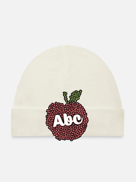 Apple Made from the Alphabet - Organic Baby Cap - white - Front