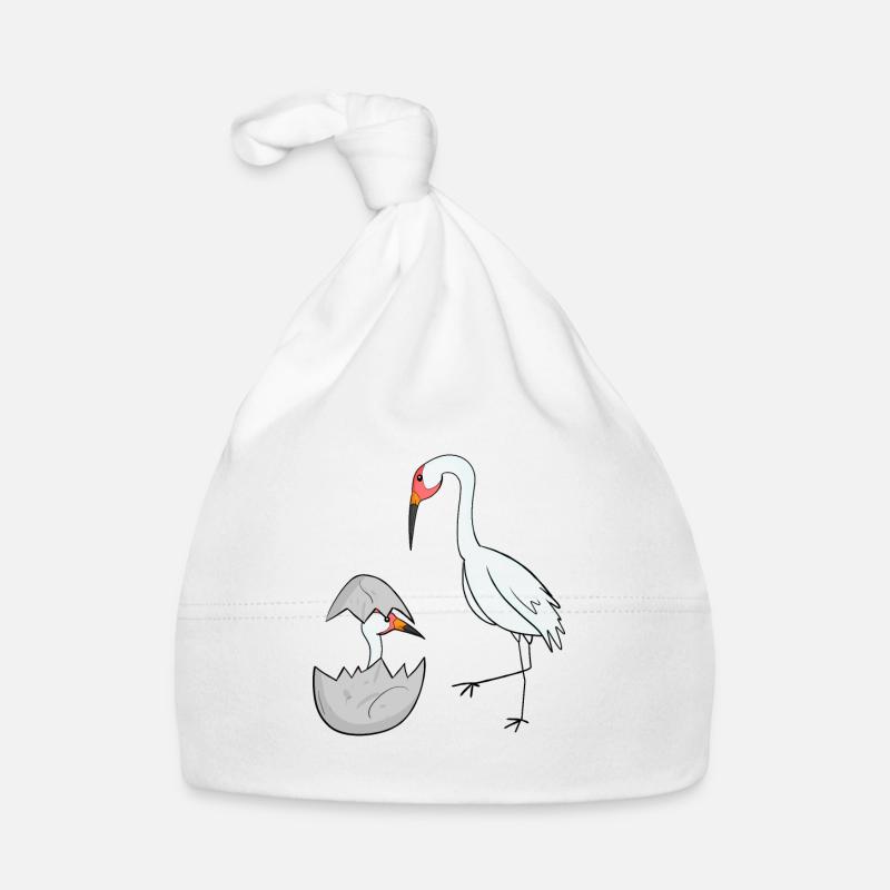 Grue avec grue pour bébé - Bonnet bio Bébé - blanc
