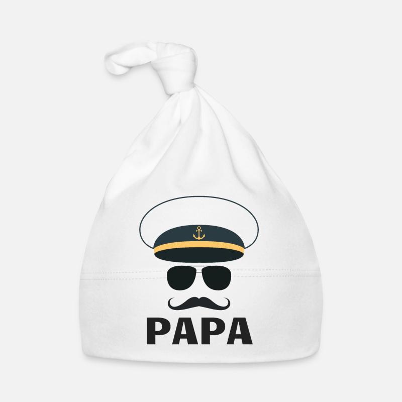 PAPA CAPITAINE DE NAVIRE - Bonnet bio Bébé - blanc