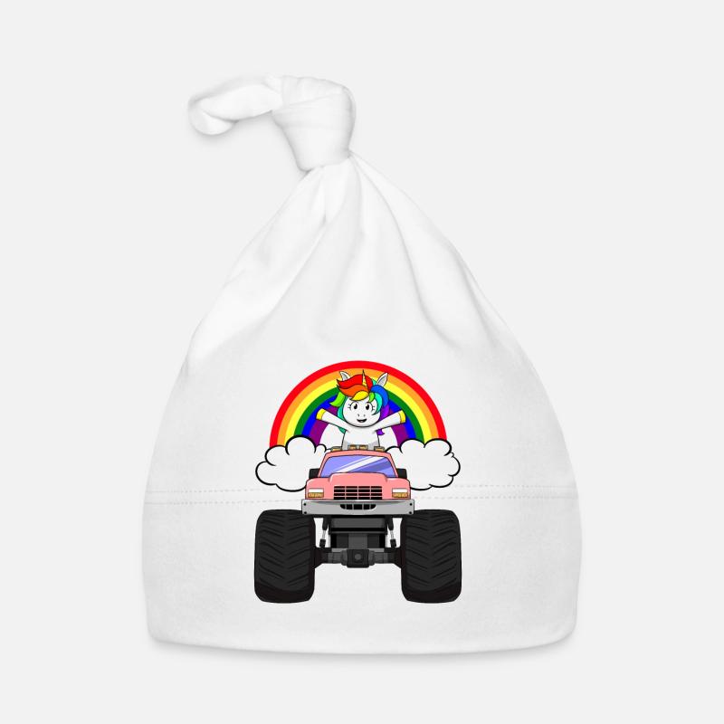 Monster Truck Unicorn Rainbow Clouds I Gift Organic Baby Cap