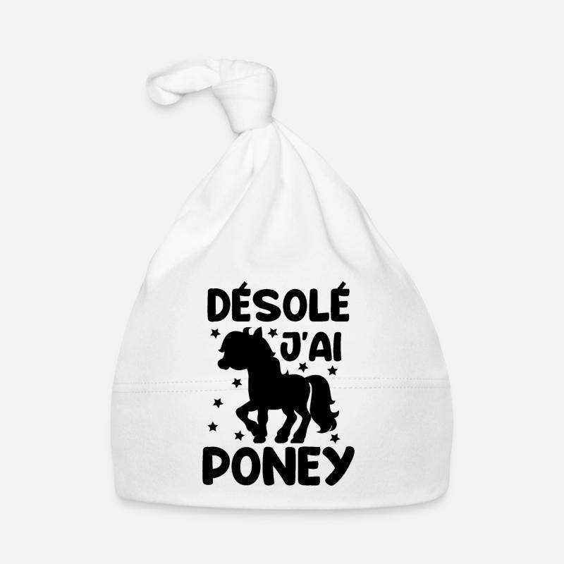 Cheval Poney Équitation Anniversaire Licorne Pony - Bonnet bio Bébé - blanc