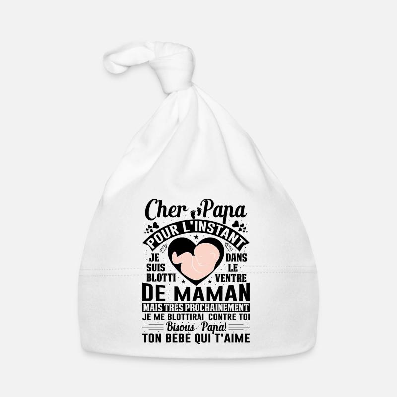 Naissance Enceinte Humour Idée Cadeau Papa Amour Bonnet bio Bébé