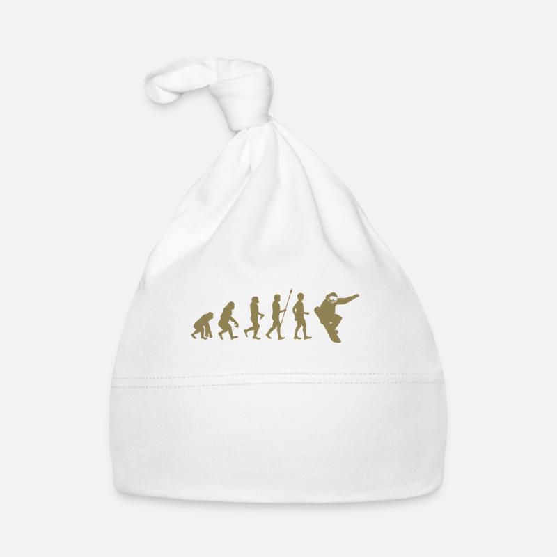 Snowboarder Evolution Geschenkidee - Baby Bio-Mütze - Weiß