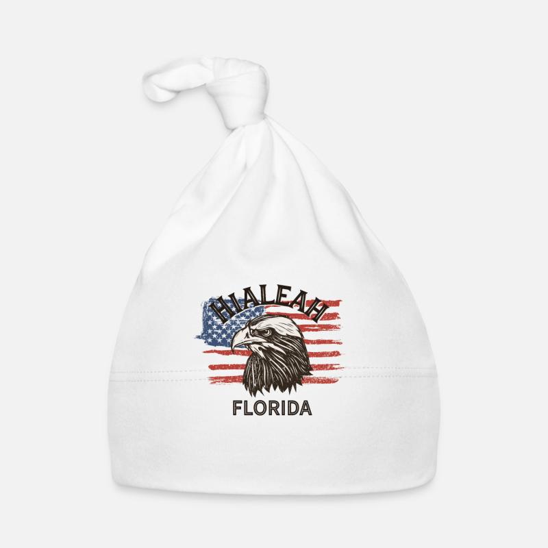 USA Flag Eagle Florida Vintage Hialeah Organic Baby Cap