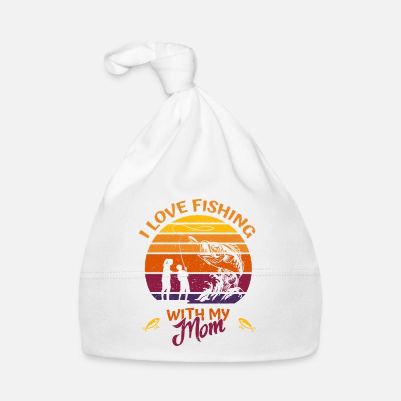 J’aime pêcher avec ma mère Pêche - pour les enfants - Bonnet bio Bébé - blanc