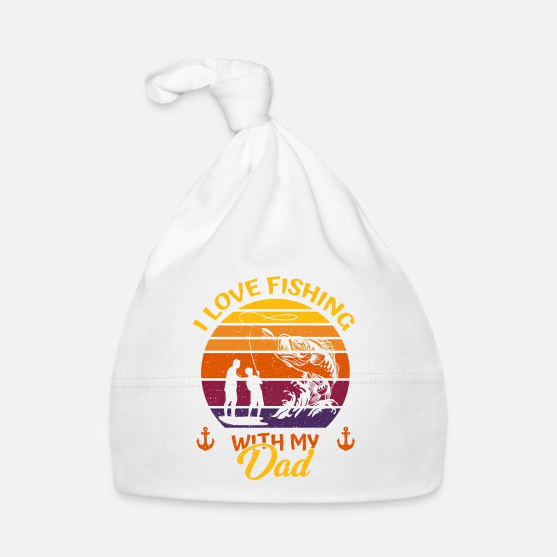 J’aime pêcher avec mon père pêcher - pour les enfants - Bonnet bio Bébé - blanc