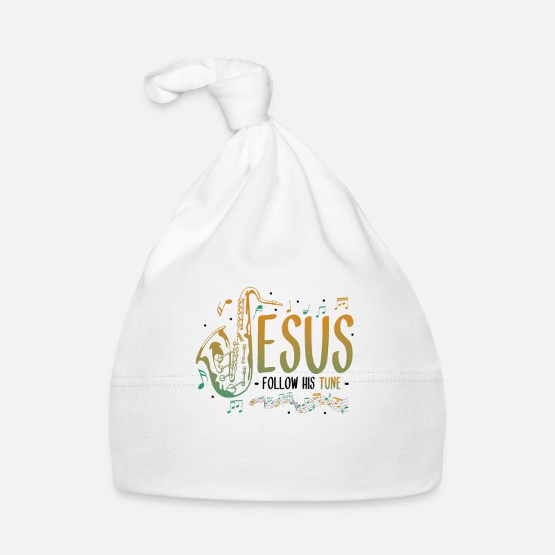 Jesus,Saxophone,Music,Religious. Organic Baby Cap