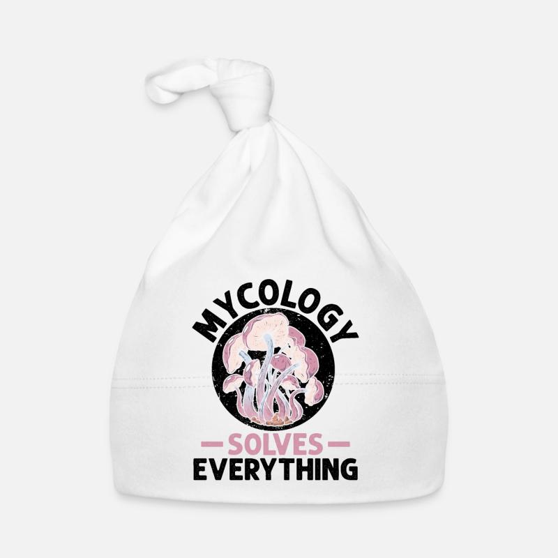 Mycologie Champignons Nature Forêt Idée Cadeau - Bonnet bio Bébé - blanc