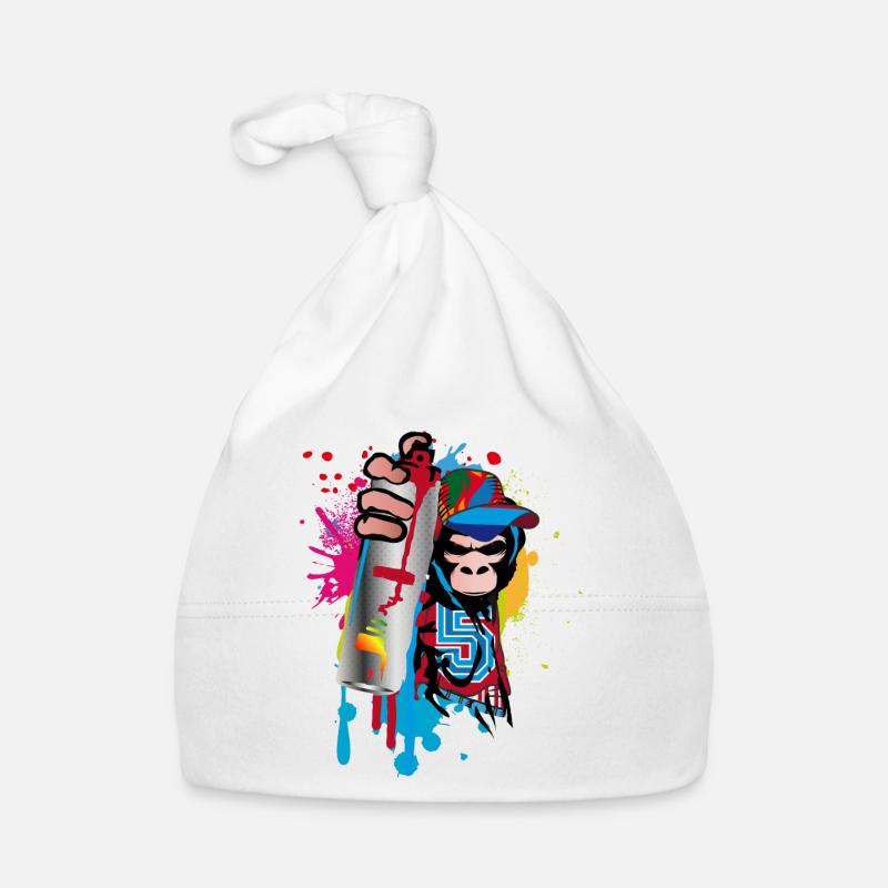 sprayer gorille d’art de rue cool dans le style graffiti Bonnet bio Bébé