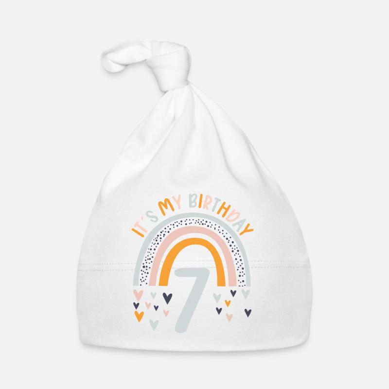 7 years Rainbow Rainbow 7th birthday Organic Baby Cap